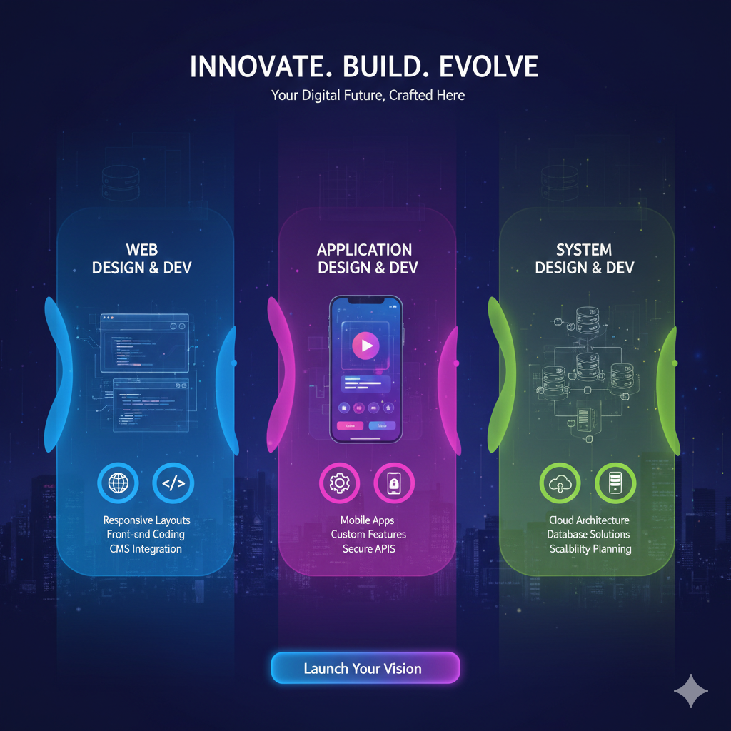 Web, application & system design & dev